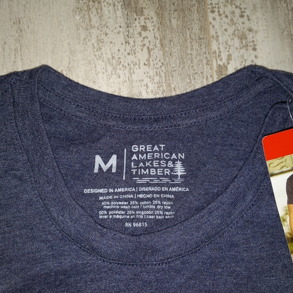 NWT Mens Navy Blue American Flag Liberty Great American Lakes & Timer Shirt M - Picture 2 of 3